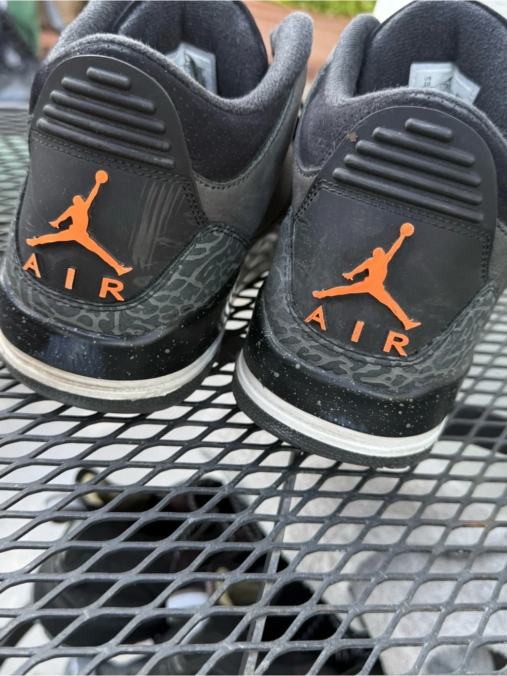 Jordan Men’s Grey and Black Sneakers with Orange Jumpman